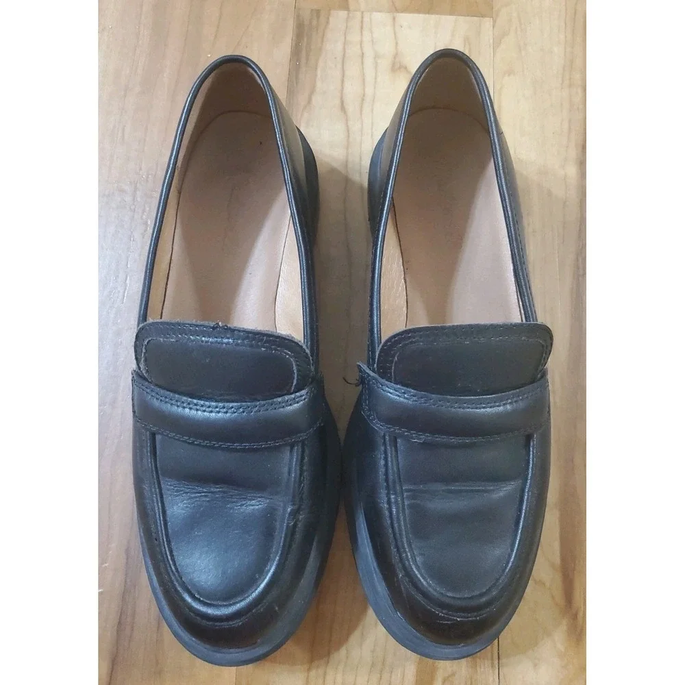 Madewell Size 8 The Bradley Lug Sole Loafers Black Preppy Chunky